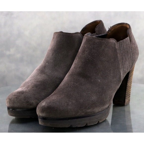 Paul Green $285 Women's Heeled Booties Boots Size US 10 UK 7.5 Suede Gray - Picture 1 of 10